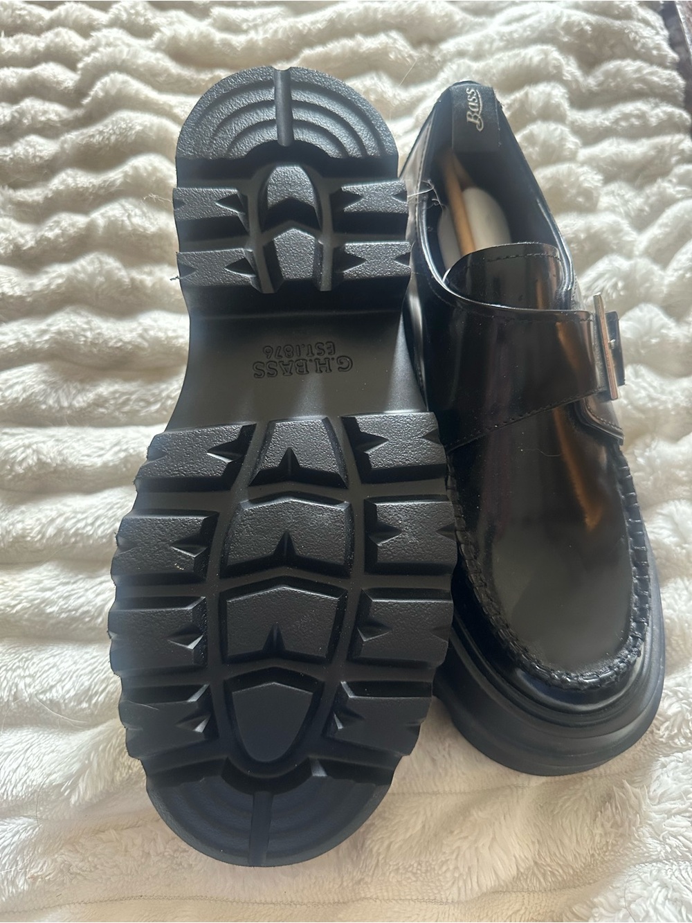G.H. Bass & Co. Black Patent Monk Strap Loafers - Picture 3 of 3